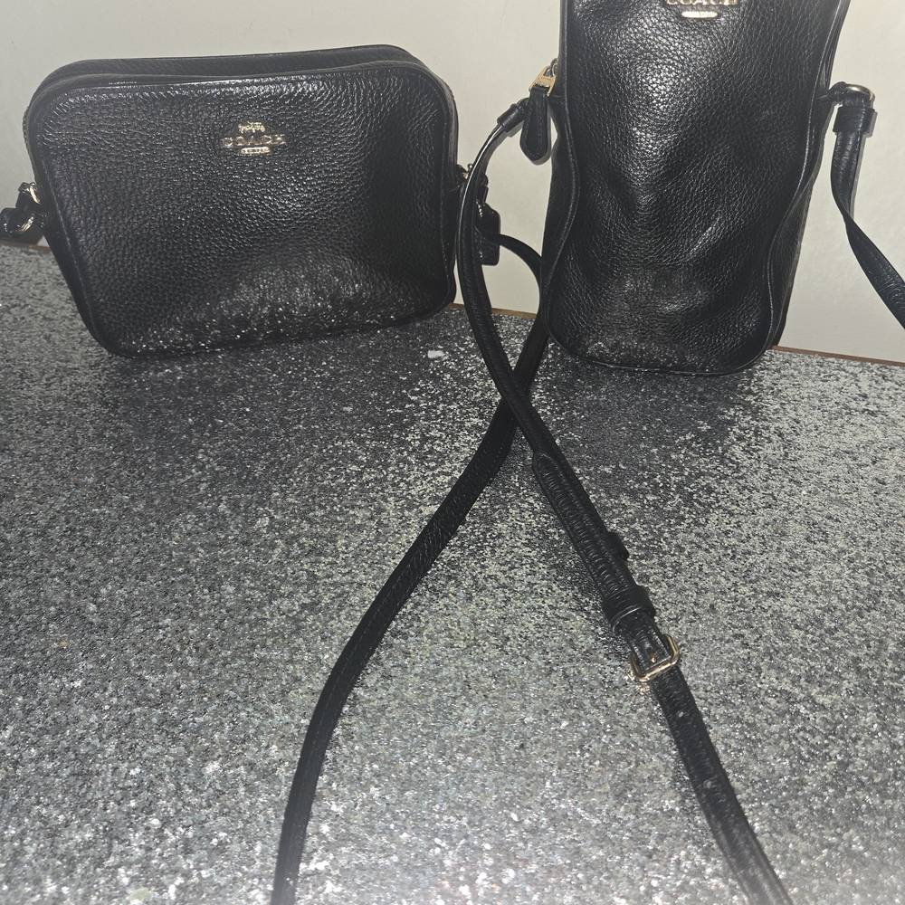 Coach Black Leather Crossbody Bag Set
